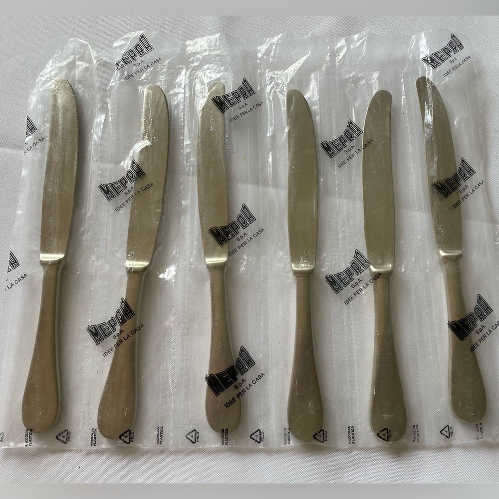 6 Mepra Table Knife Michelangelo Vintage Champagne knives flatware #1